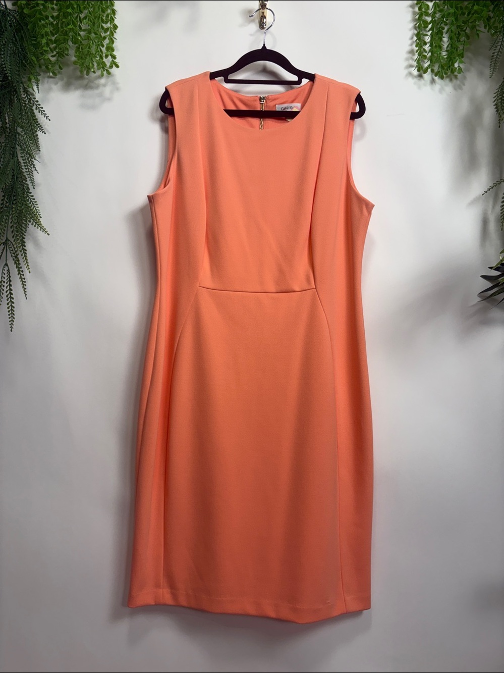 Calvin Klein dress. Classic. Size 14. New without tags. peach colour.